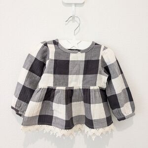 City Mouse Checkered Lace Top NWOT